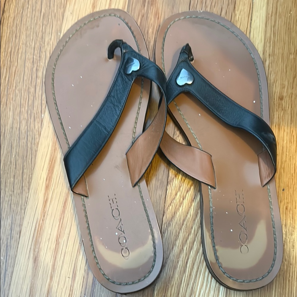 Coach Women's Black and Brown Sandals